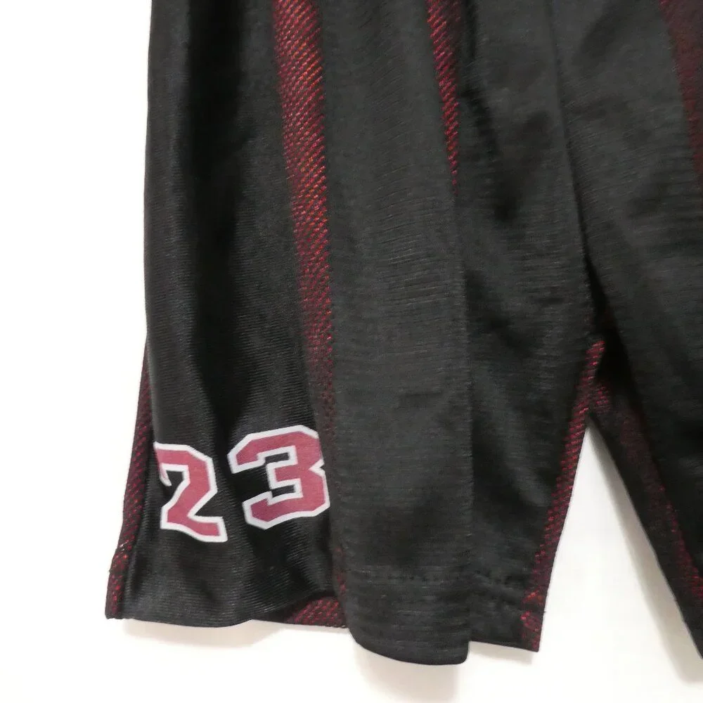 CHAMPIONSHIP GOLD | size 7 | Black and Burgundy Striped Basketball Shorts - Picture 6 of 14